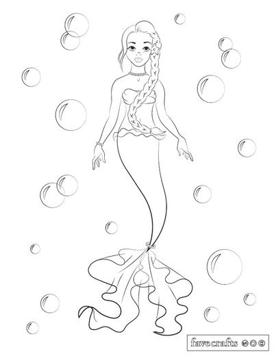 Bubbly Mermaid Coloring Page