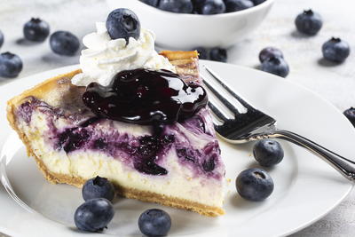 Easy Blueberry Swirl Cheesecake