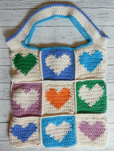 Hearts of Love Crochet Tote 
