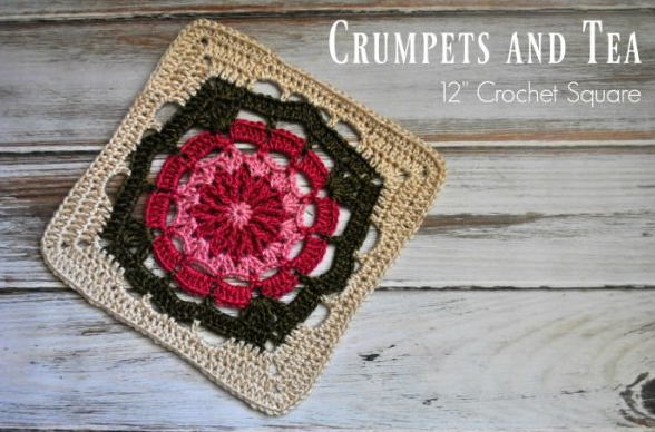 Vintage Crumpets and Tea Crochet Square Vintage Crumpets and Tea Crochet Square