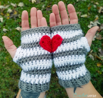 Heart-in-Hand Crochet Fingerless Gloves Pattern