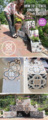 How To Stencil Cinderblock Planters How To Stencil Cinderblock Planters