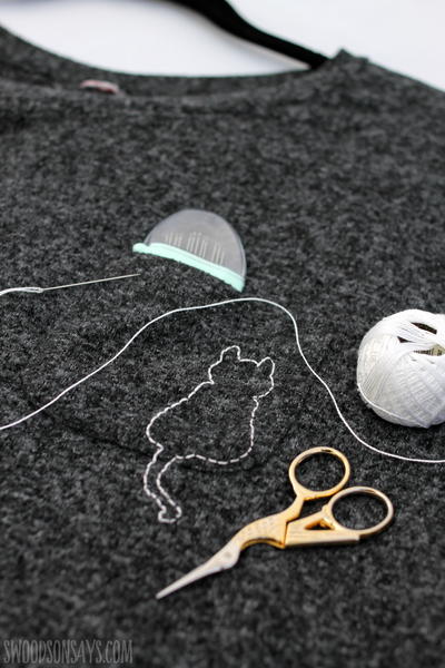 Cat Embroidery T-Shirt Makeover Cat Embroidery T-Shirt Makeover