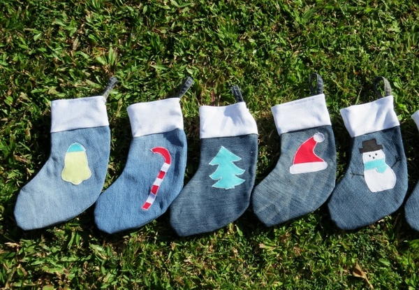 Mini Denim Christmas Treat Stockings
