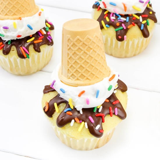 Melting Ice Cream Cone Cupcakes Melting Ice Cream Cone Cupcakes