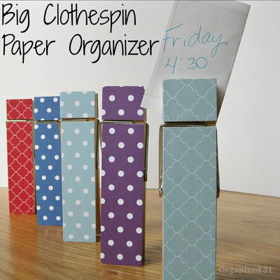 Clothespin Paper Organizer