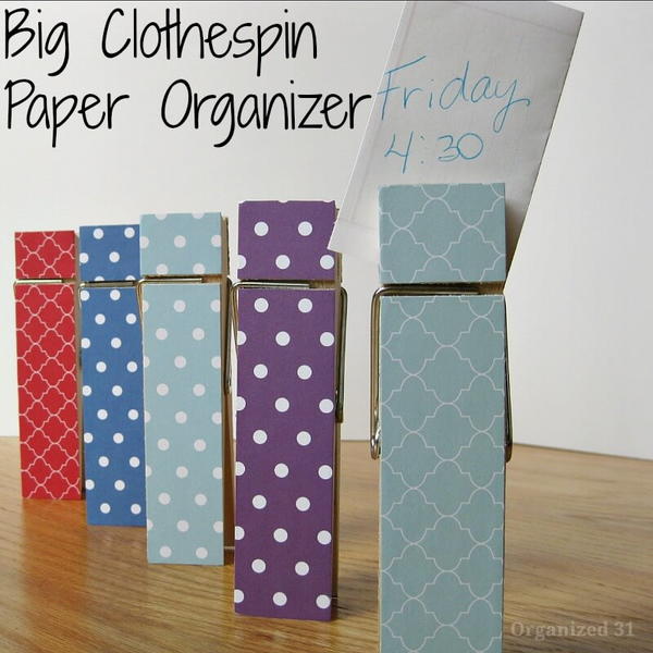 Clothespin Paper Organizer Clothespin Paper Organizer