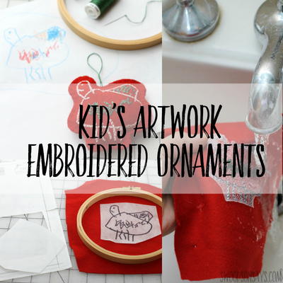 Embroidered Ornament from Kids' Artwork