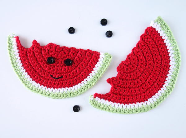 Crochet Watermelon Applique or Coaster Crochet Watermelon Applique or Coaster