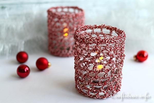 Christmas Crochet Candle Glass Covers Christmas Crochet Candle Glass Covers