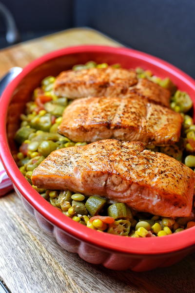 Pan Seared Salmon with Succotash Pan Seared Salmon with Succotash