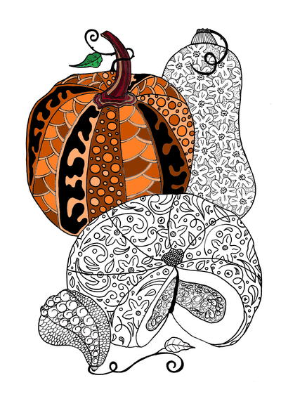 Pumpkin Feast Adult Coloring Page Pumpkin Feast Adult Coloring Page