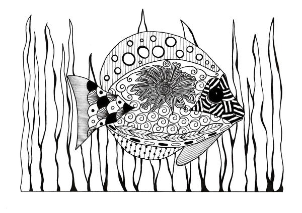 Zentangle Tropical Fish Adult Coloring Page Zentangle Tropical Fish Adult Coloring Page