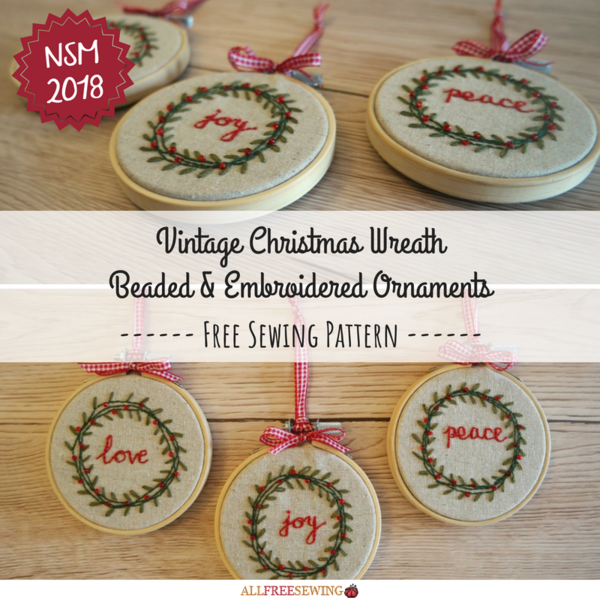 Vintage Christmas Wreath Beaded & Embroidered Ornaments Vintage Christmas Wreath Beaded & Embroidered Ornaments