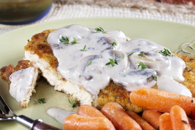 Chicken "Schnitzel" with Mushroom Sauce