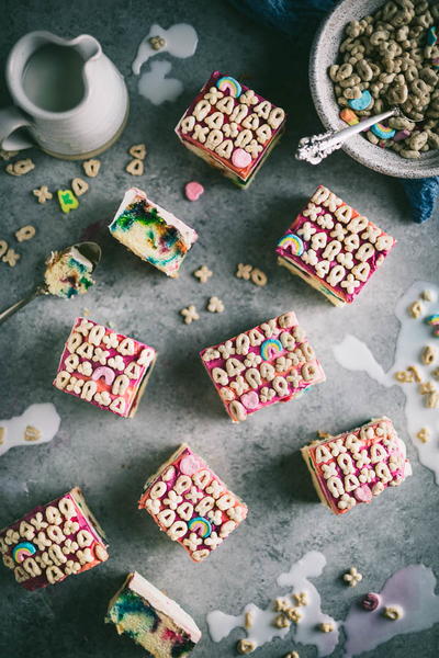 Lucky Charms Sheet Cake with Cereal Milk Buttercream Lucky Charms Sheet Cake with Cereal Milk Buttercream