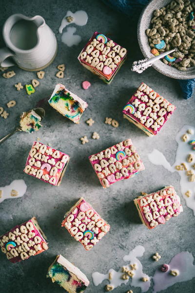 Lucky Charms Sheet Cake with Cereal Milk Buttercream