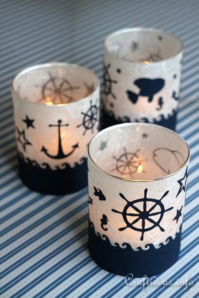 Nautical Glass Tea Light Holders Nautical Glass Tea Light Holders