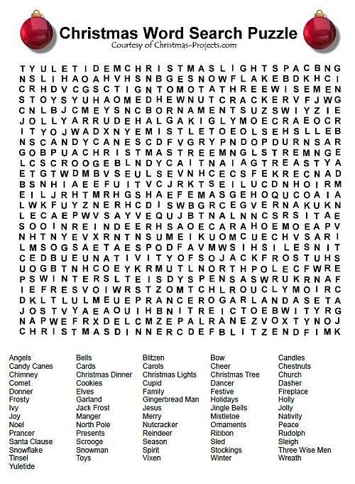 Free Printable Christmas Wordsearch For Adults