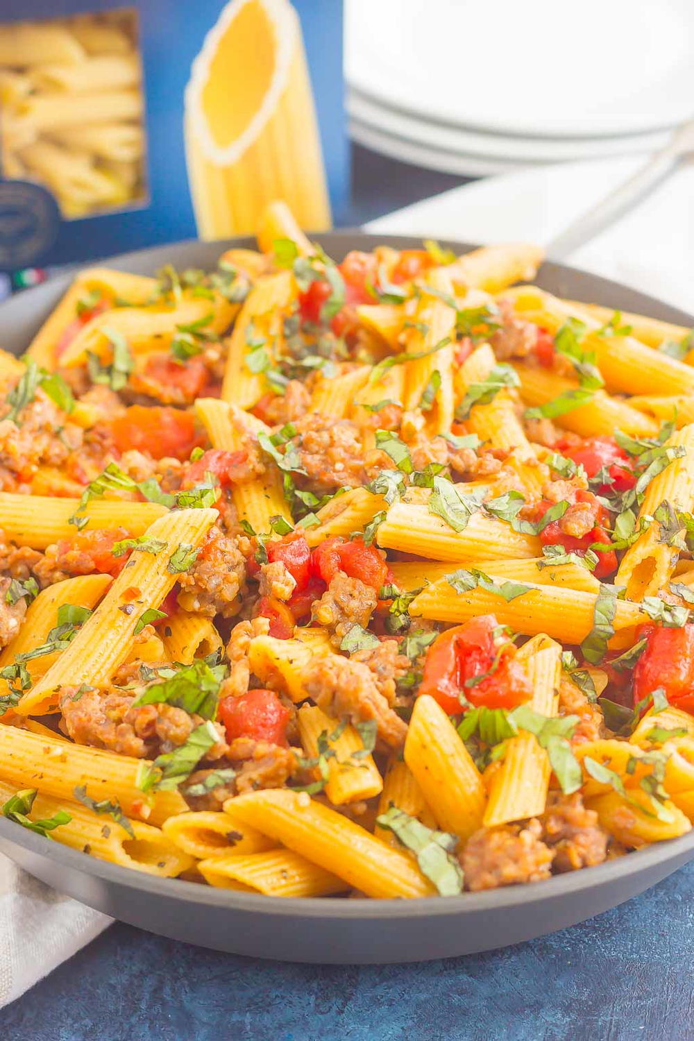 Tomato Basil Pasta with Italian Sausage | FaveSouthernRecipes.com