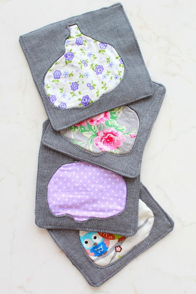 Reversed Applique Pretty Pumpkin Coasters Reversed Applique Pretty Pumpkin Coasters