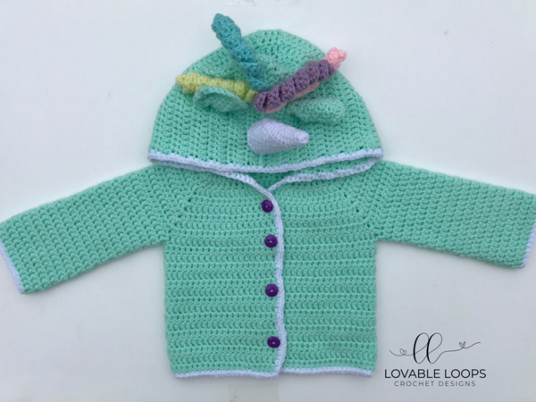 Hooded Unicorn Baby Cardigan