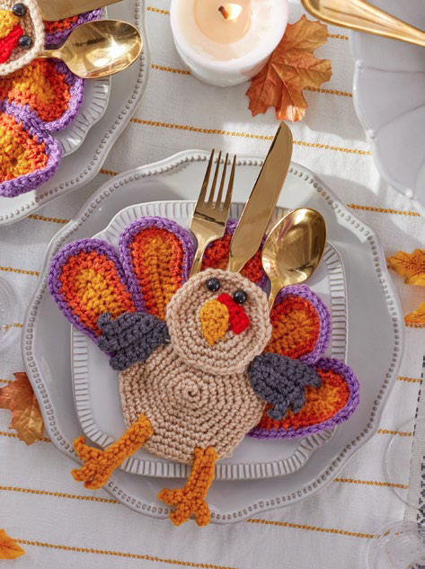 Lets Talk Turkey Crochet Silverware Holder Lets Talk Turkey Crochet Silverware Holder