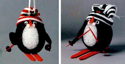 Skiing Penguin Ornaments