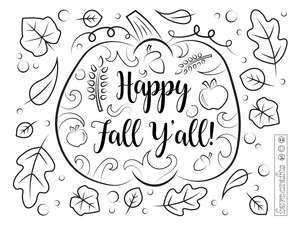 Happy Fall Y'all Coloring Page