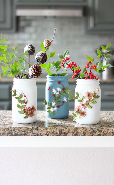 Winter Floral Ball Jar Vases Winter Floral Ball Jar Vases