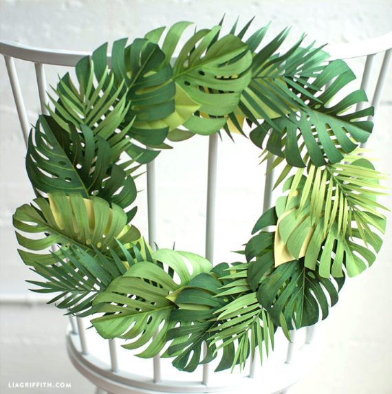 Paper Monstera Leaf Wreath Paper Monstera Leaf Wreath