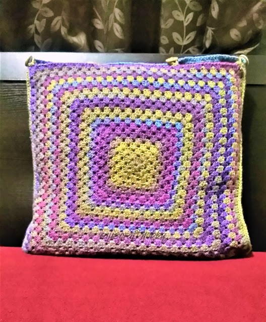 Granny Square Cushion Cover with Top Opening Buttons Granny Square Cushion Cover with Top Opening Buttons