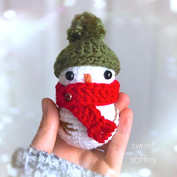 Tiny Baby Crochet Snowman Doll Ornament
