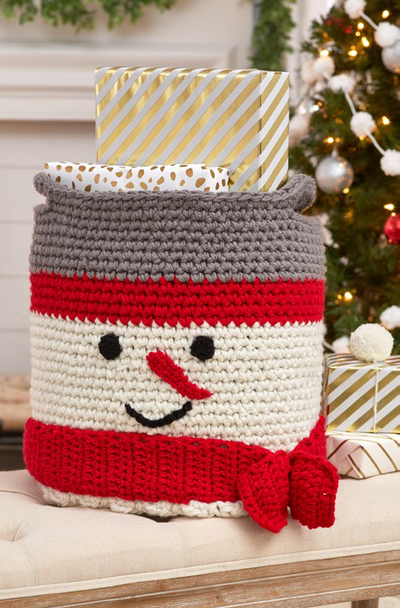 Happy Snowman Crochet Basket Pattern Happy Snowman Crochet Basket Pattern