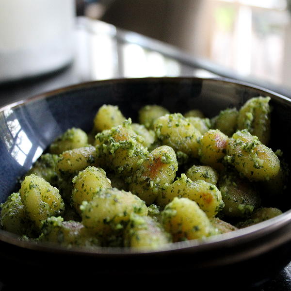 Gnocchi with Homemade Green Pesto Gnocchi with Homemade Green Pesto