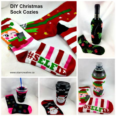 DIY Christmas Sock Drink Cozies