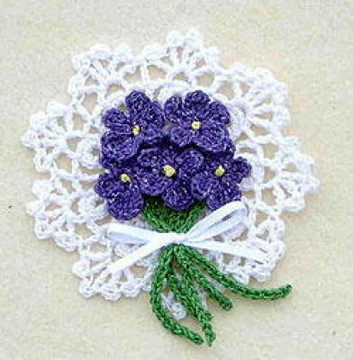 Crocheted Violets Pin Crocheted Violets Pin