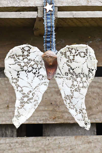 Upcycled Doily Angel Wing Ornaments Upcycled Doily Angel Wing Ornaments