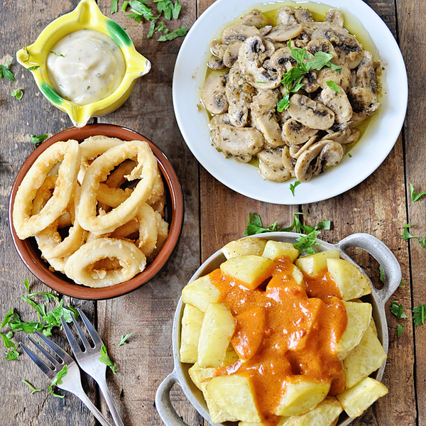 Spanish Tapas Platter with The Tapas Sauces Spanish Tapas Platter with The Tapas Sauces