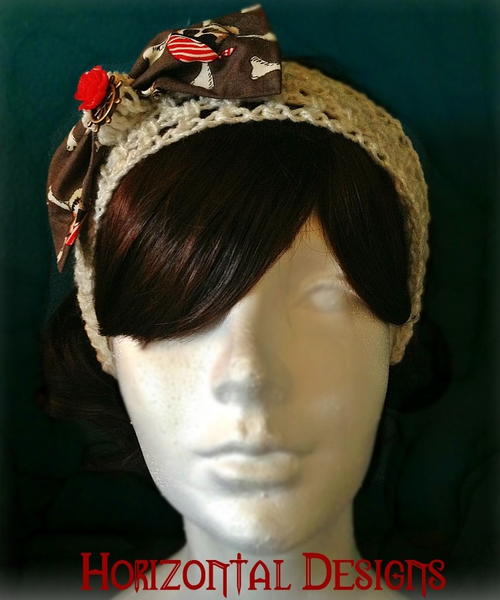 Crochet and Fabric Bow Headband Crochet and Fabric Bow Headband