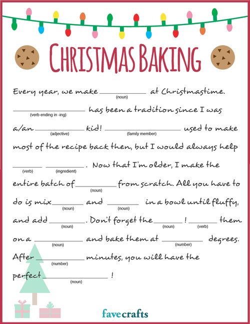 Holiday Baking Christmas Mad Libs Printable Holiday Baking Christmas Mad Libs Printable