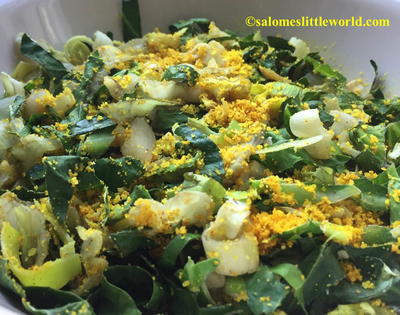 Cabbage,Leek and Fresh Greens with Turmeric and Coconut
