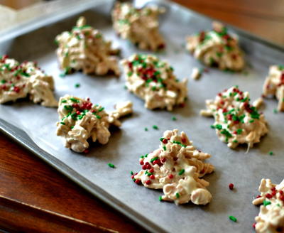 White Chocolate Peanut Holiday Haystacks