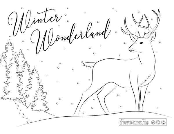 Winter Wonderland Deer Coloring Page Winter Wonderland Deer Coloring Page