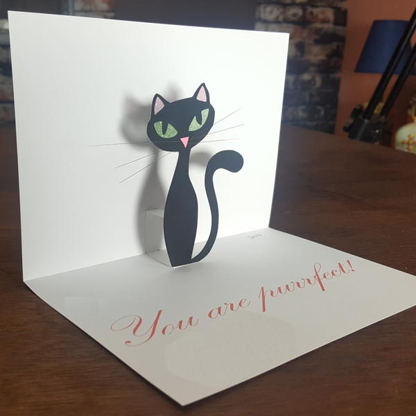 Retro Cat Pop Up Card You Are Purrfect Retro Cat Pop Up Card – You Are Purrfect!