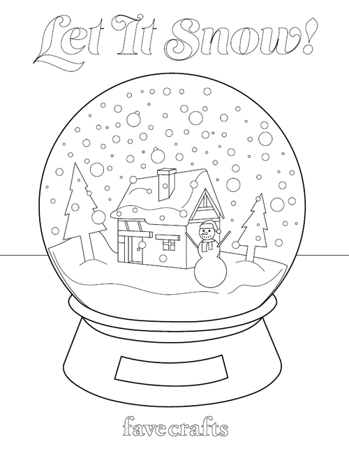 Let It Snow Snow Globe Coloring Page