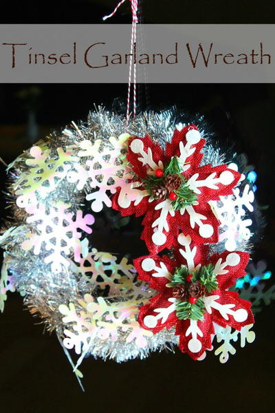 Quick Tinsel Garland Wreath Tutorial