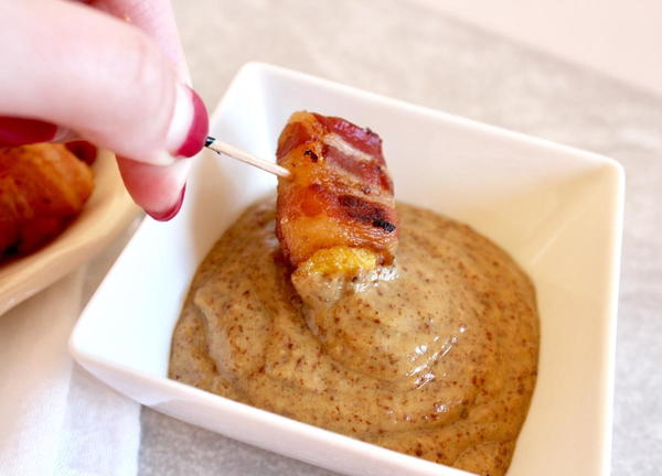 Baked Bacon-Wrapped Plantains with Maple Mustard Dip Baked Bacon-Wrapped Plantains with Maple Mustard Dip