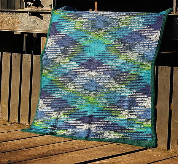 Ice Waves Argyle Crochet Blanket