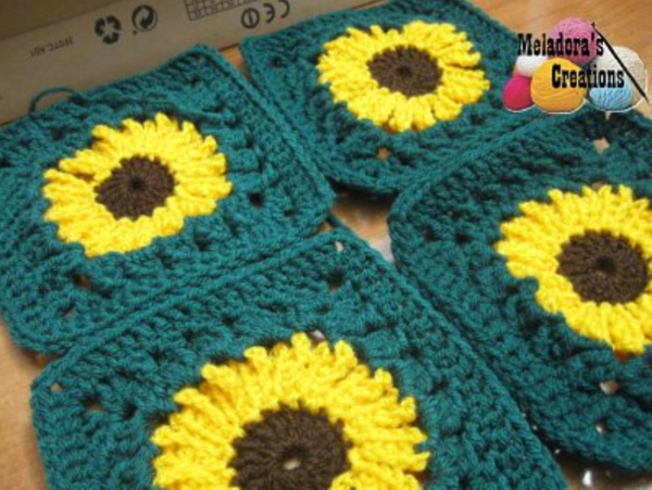 Fields of Sunflowers Granny Square